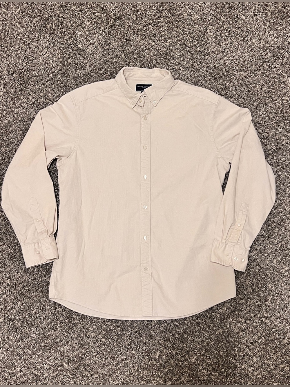 Charles Tyrwhitt Light Beige Corduroy Casual Button-Down Shirt